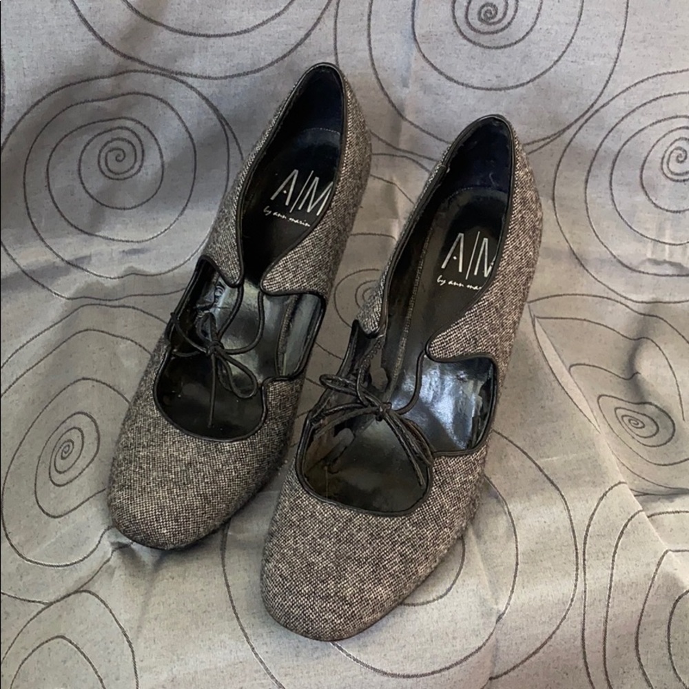 Grey fabric heels